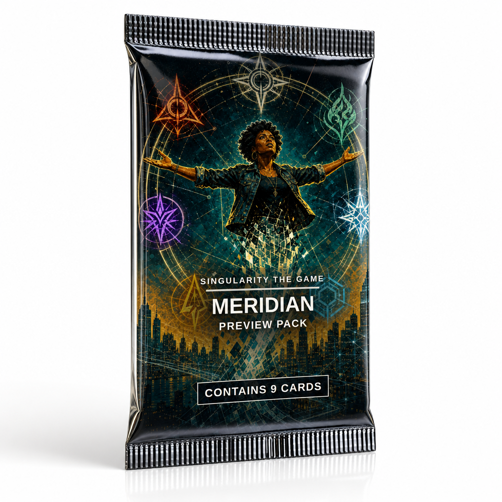Meridian Preview Pack booster wrapper, 3D product render on white background